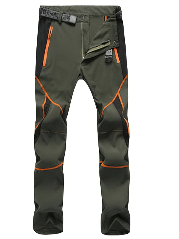 Men's quick-drying hiking pants with orange accents, durable polyester, perfect for outdoor sports like fishing and cycling - SF0241.